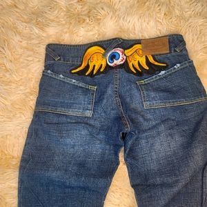 Von Dutch jeans size 27. Custom eyeball wing design. RARE!